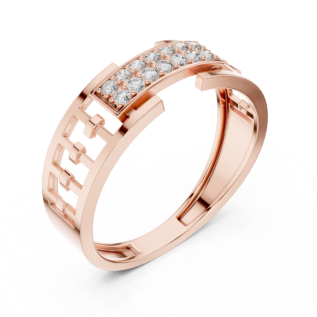 Ribbed Rail Diamond Pavé Band Ring