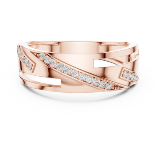Slanted Groove Diamond Pavé Band Ring