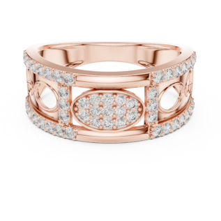 Double Halo Cutout Diamond Wide Band Ring